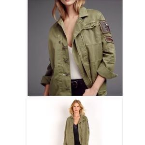 Free People embroidered military green jacket